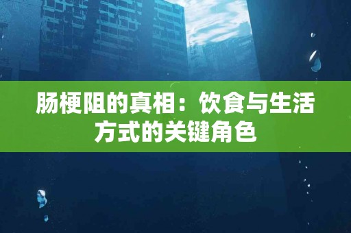 肠梗阻的真相：饮食与生活方式的关键角色